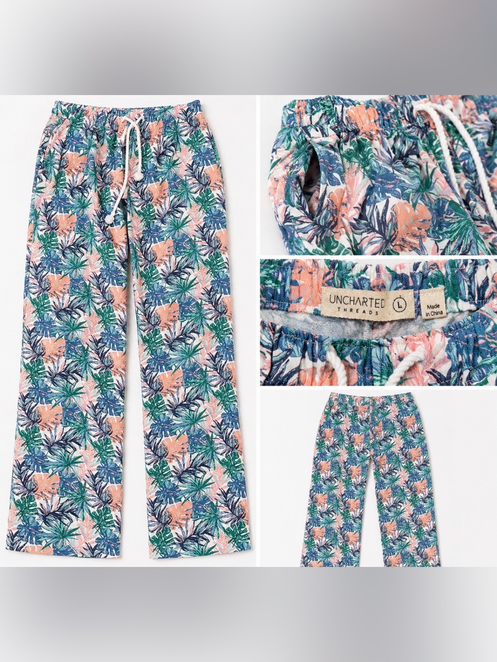 Uncharted Threads Tropical Floral Wide Leg Pants Size L